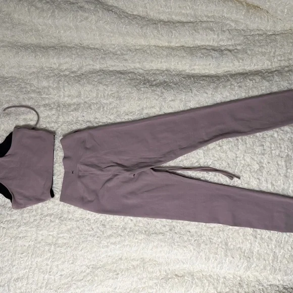 Koral Mauve High-Rise Ruched Tie-Front Leggings Set Women’s size small - Picture 3 of 8